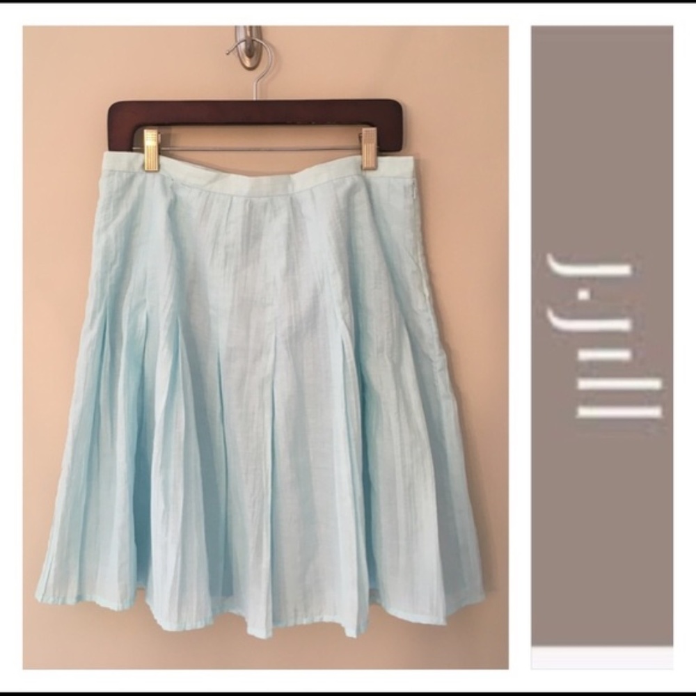 J Jill Silk Blend Aqua Pleated Crinkle Skirt 8 P